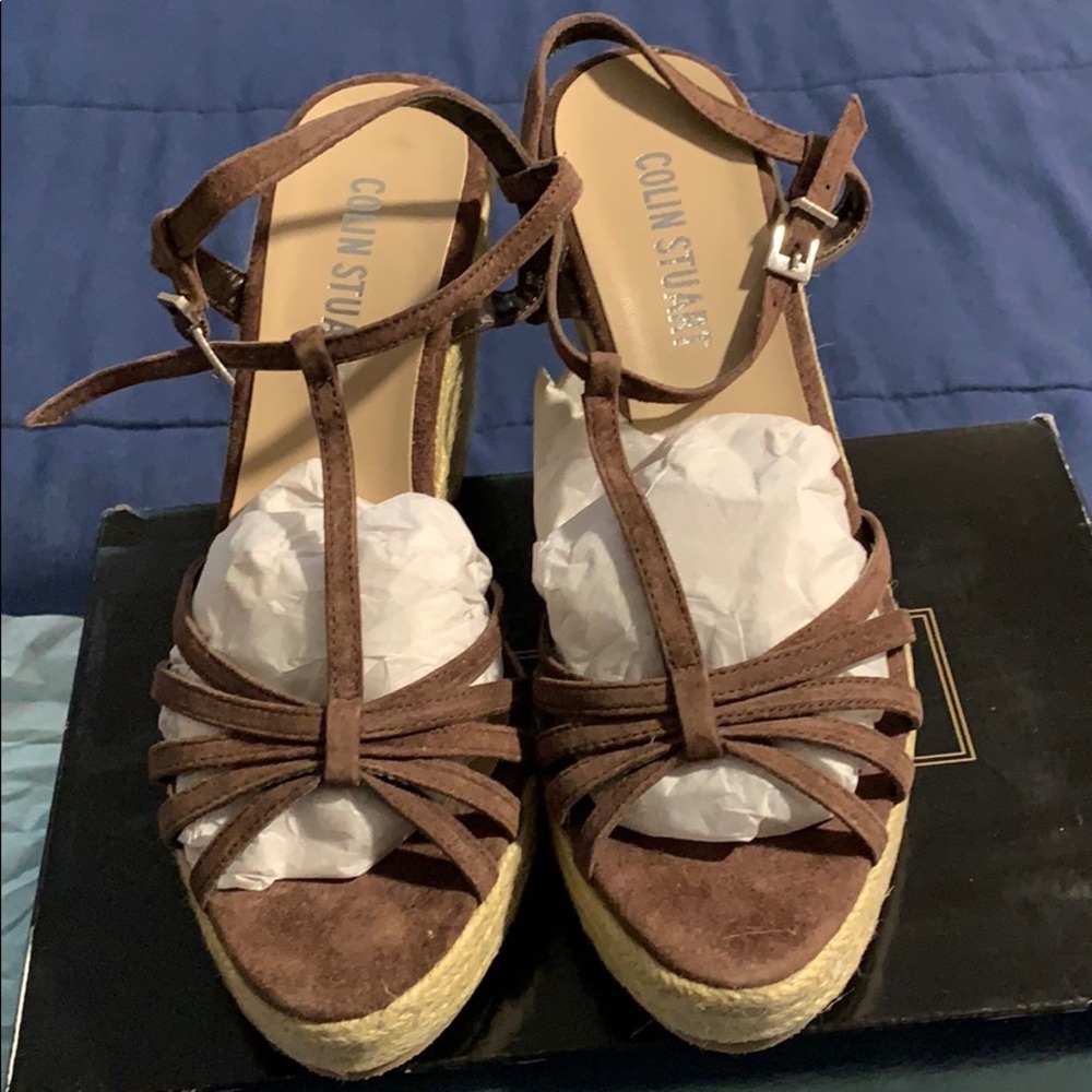 Colin Stuart brown wedge sandals